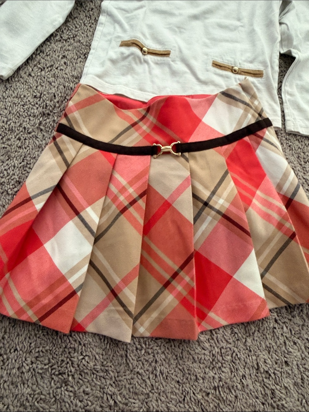 Janie and Jack Off-White Knit Tee & Skirt - Picture 5 of 8